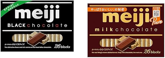Meiji Black Chocolate Box, 4.2 oz 120 g x 6 Boxes + Meiji Milk Chocolate Box, 4.2 oz 120 g x 6 Packs