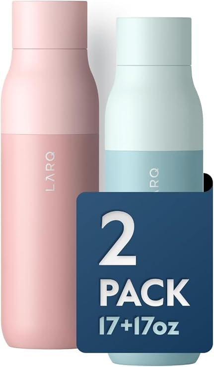 LARQ Holiday Bundle Set Bottle PureVis, Self-Cleaning Water Bottle 17oz | Reusable Bottles, Travel Friendly, BPA free