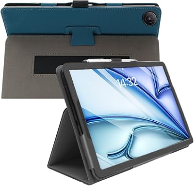 Compatible with for TCL TAB 8 Nxtpaper 5G 8.7 Inch Tablet Case PU Leather Stand Folio Case with Hand Strap Protective Shell Cover for TCL Tab 8 Nxtpaper 5G Model 8189S Tablet Blue