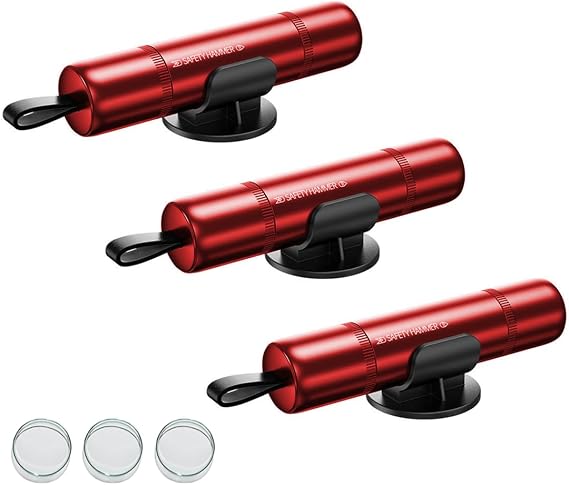 3 Pack Safe Car Emergency Hammer, 2 in 1 Car Windscreen Breaker with Seat Belt Cutter Emergency Window Breaker & Escape Safety Hammer, Car Escape Emergency Tool Suitable for All Vehicles (Red)