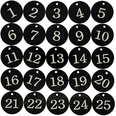 Acrylic ID Number Tags Key Tags with Key Rings Black 0-10