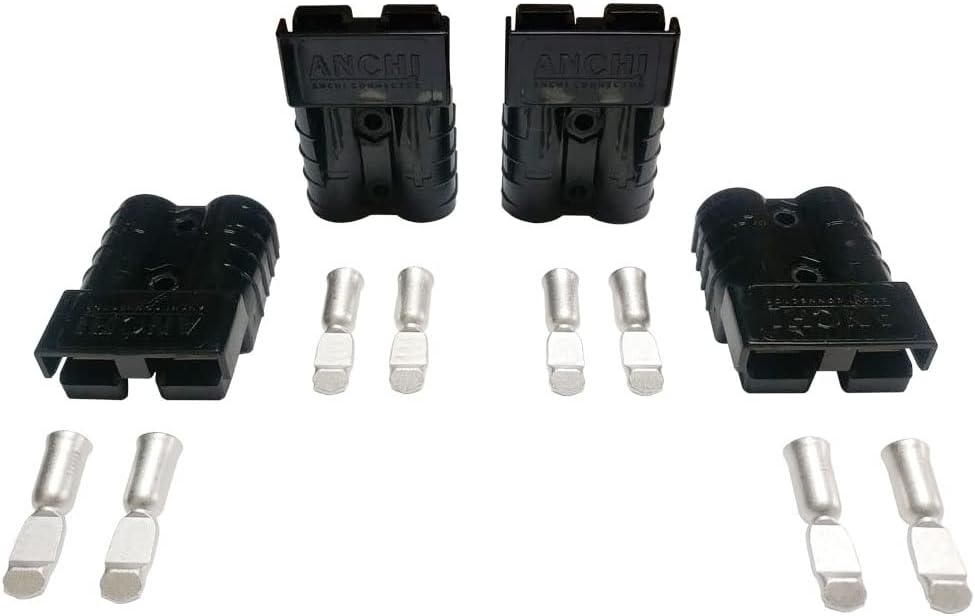 50Amp Power Connector Plug 50A Quick Connect Disconnect 600 V 2 Pairs4pcs for 50Amp Battery Connector6AWG, Black