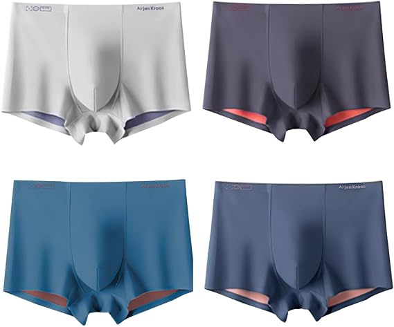 Arjen Kroos Men's Ice Silk Boxer Briefs Seamless 3D Pouch Underwear