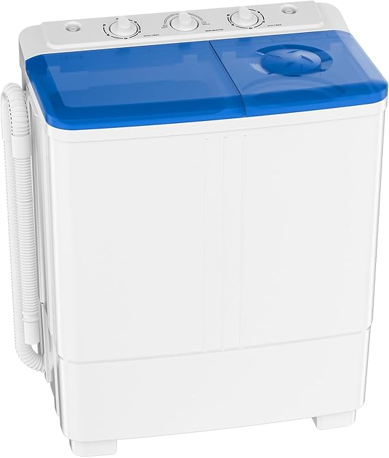 Auertech Portable Washing Machine, 20lbs Twin Tub Washer Mini Compact Laundry Machine with Drain Pump, Semi-automatic 12lbs Washer 8lbs Spinner Combo for Dorms, Apartments, RVs