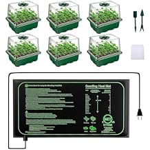 6-Pack Seed Starter Trays with 10"x20.75" Seedling Heat Mat for Indoor Home Gardening Seed Starting, 72-Cell Seed Starter Kit with Humidity Dome(12 Cells per Tray), MET Certified