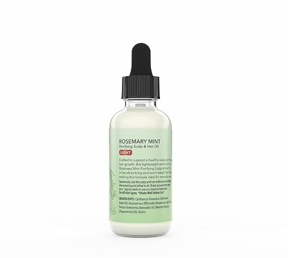 Olivia Care Rosemary Oil for Hair Growth - Rosemary & Mint with Biotin, Fortifying Scalp and Hair Treatment to Aid Hair Growth, Made in USA. (2 Fl Oz (60 mL), Light Rosemary Mint)