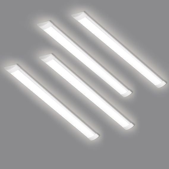 4 Pack 4FT LED Batten Light, 40W 3600LM Slim Profile Wide Tube Lighting for Ceiling of Indoor Home Garage Shop Office, PC Body,Neutral White 4000K [Energy Class F]