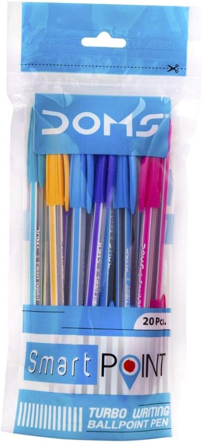 DOMS Smart Point Ball Pen Blue 20 Pcs Pouch