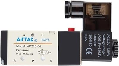 Pneumatic Solenoid Valve PT18 AirTAC 4V210-06 5 Way 2 Position, 12V24V110V220V Internally Piloted Acting Type Single Electrical Control. 4V210-06AC110V