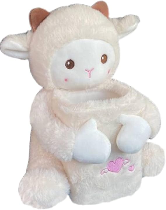 Cute Plush Animal Tissue Box and Trash Can, 2 in 1 Car Armrest Holder, Funny Animal Design (Color : #1, Size : 30cm/11.8inch)