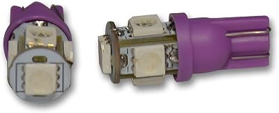 Flashtech T10 Purple LED Bulbs 1 Pair  2-Pack 5-SMD LEDs Per Bulb Replaces 194 168 2825 W5W 921