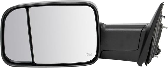 Mirror Power Heated Signal Flip up Towing Left for Ram 3500/2500/1500 3500/2500/1500 Plastic Electric-Adjustment Type 9pc Black-Cover Textured Manual-Extendable Mechanism Clear-Glass