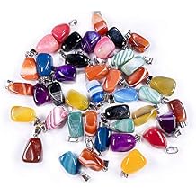 10 Pieces Natural Agate Stone Pendants Charms,Healing Chakra Charm Agate Stone block Pendant bulk for DIY Bracelet Necklace Jewelry Findings Random Color