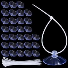 30PCS Aquarium Suction Cups 35mm Mini Suction Cups with 50PCS Adjustabletransparent Zip Ties Fish Tank Suction-Cups Small Sea Sucker Suction-Cup for Plants, Planter, Binding Moss, Window