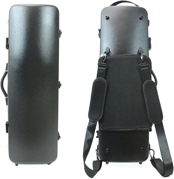 Vetimobato 4/4 Full-Size Carbon Fiber Violin Case Lightweight Hard Shell Travel Case with Removable Music Bag,Combination Lock,4 Bow Holders Waterproof, Anti-Scratch Protection (Black)