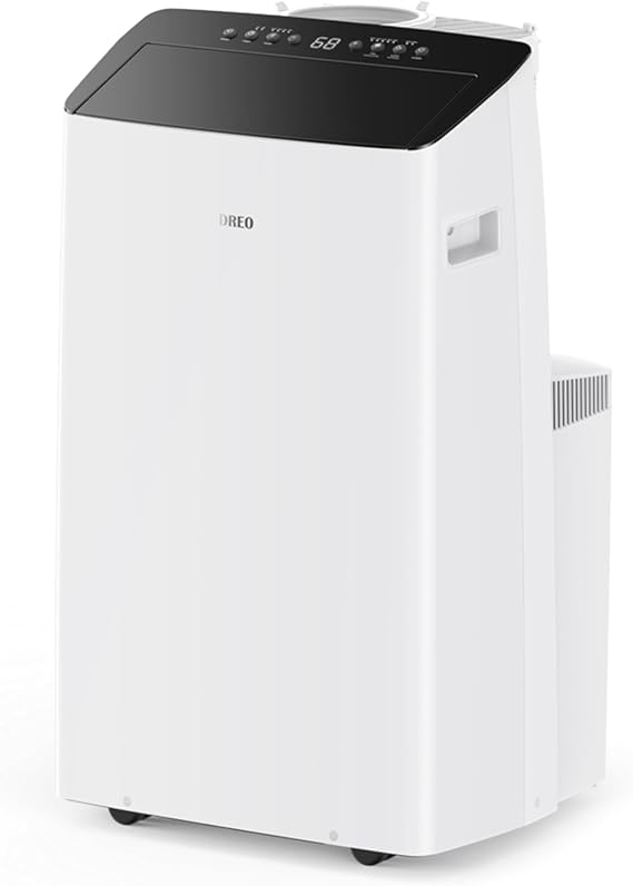 Dreo TwinCool 12000 BTU Smart Inverter Portable Air Conditioner with Dual Hose, 42dB Quiet,Powerful Cooling, Up to 450 Sq Ft, Remote Control, Dehumidify, 24H Timer, Window Mount Kit, White