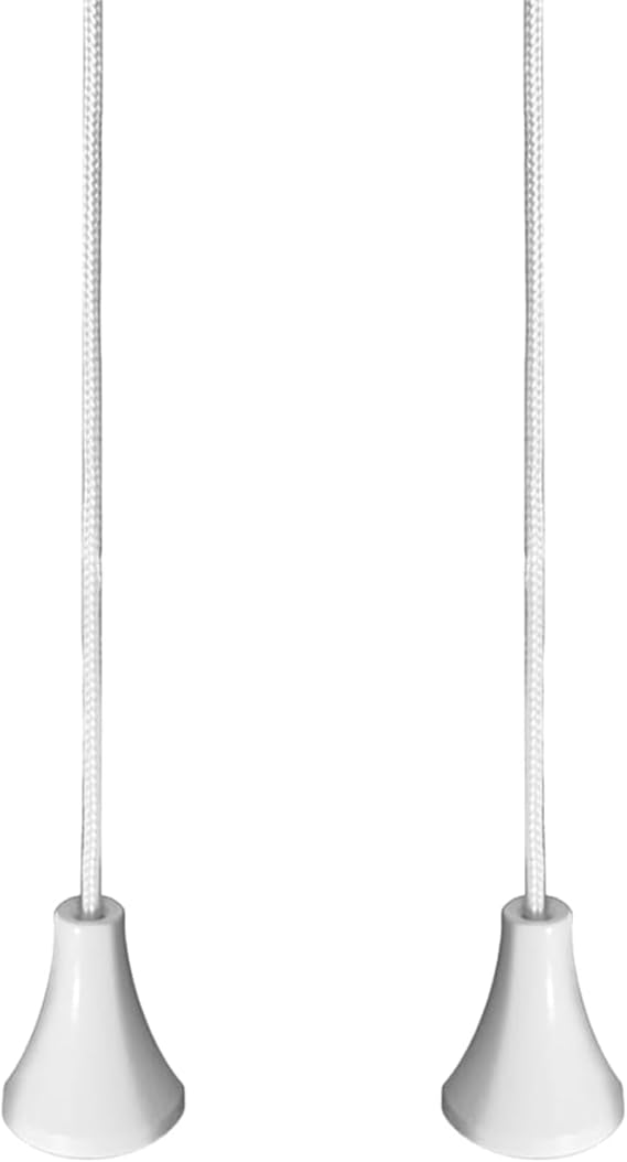 Replacement Bathroom Light Pull Cord (Pack of 2) - 1.5m Durable White Nylon String with Easy-Grip Handle for Ceiling Light Switches, Toilet, Shower Pull Switch & Bedroom Fan Lampshades