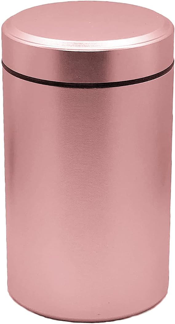 Airtight Aluminum Storage Jar Portable Smell Proof Container Bottle Multipurpose Storage Case Screw-top Lid Lock Odor for Spices, Coffee & Teas 140ml (Rose Gold)