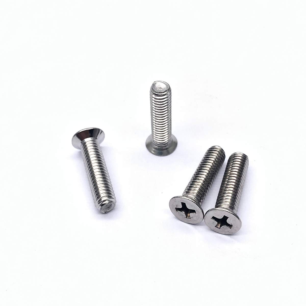 50pcs M6-1.0 x 25mm Stainless Steel Countersunk Head Screws, Metric Coarse Thread Flat Head Bolt, Phillips Drive Size: 6×25