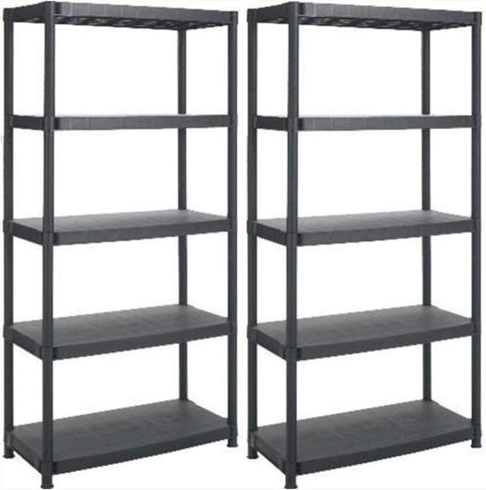 4 x 5 TIER PLASTIC SHELVING UNIT STORAGE RACKING SHELVES GARAGE WAREHOUSE SHED