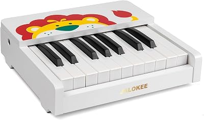 Kids Piano Keyboard, 18 Keys Digital Piano for Kids, Mini Music Educational Instrument Toy, Wood Toy for Toddlers Girls Boys White