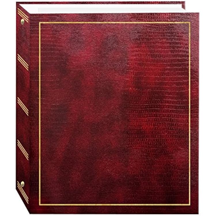 Magnetic Self-Stick 3-Ring Photo Album 100 Pages 50 Sheets, Burgundy Red
