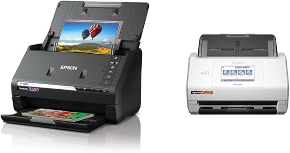 Epson FastFoto FF-680W Wireless High-Speed Photo and Document Scanning System, Black & RapidReceipt RR-600W Wireless Desktop Color Duplex Receipt and Document Scanner