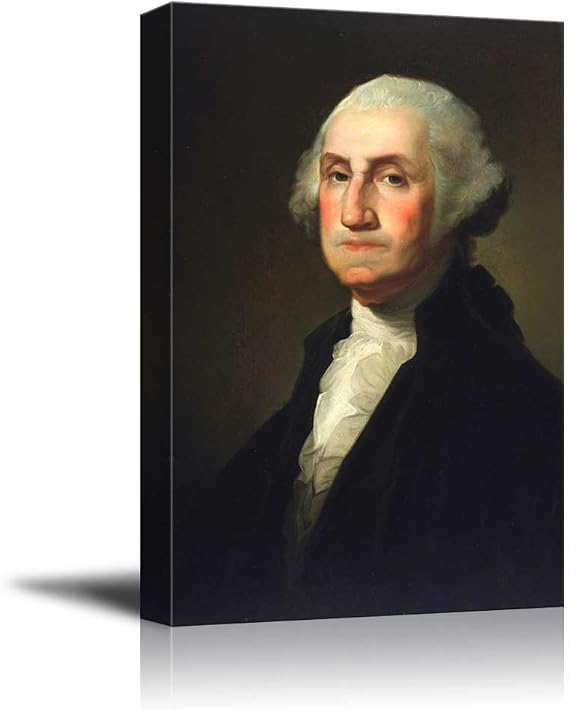 wall26 - Portrait of George Washington by Gilbert Stuart (1st President of The United States) - American Presidents Series - Canvas Wall Art Gallery Wrap Ready to Hang - 12x18 inches
