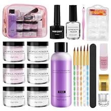 Acrylic Nail Kit for Beginners with Everything - Clear White Pink Acrylic Powder and Liquid Set - Professional Nail Starter Kit Sets with Brushes Tips Manicure Supplies for Home Salon DIY in Pink Bag