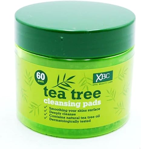 XBC Tea Tree Cleansing Pads 60 Pack – Refreshing Facial Cleansing Pads with Tea Tree, Help Remove Dirt & Excess Oil