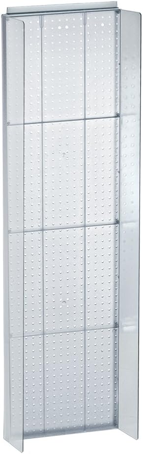 Azar Displays 700356-CLR 16.75" W x 60" H Pegboard Powerwing Display with 4.5" W Side Wings in Translucent Clear