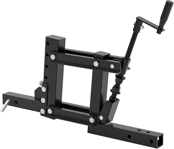 ATV/UTV Manual Implement Lift, 1-Point Lift System with 2" Receiver, Adjustable Height (76.5cm), Heavy Duty Attachment for Tractor Disc Plow, Cultivator, Box Blade, Agricultural Equipment – Black