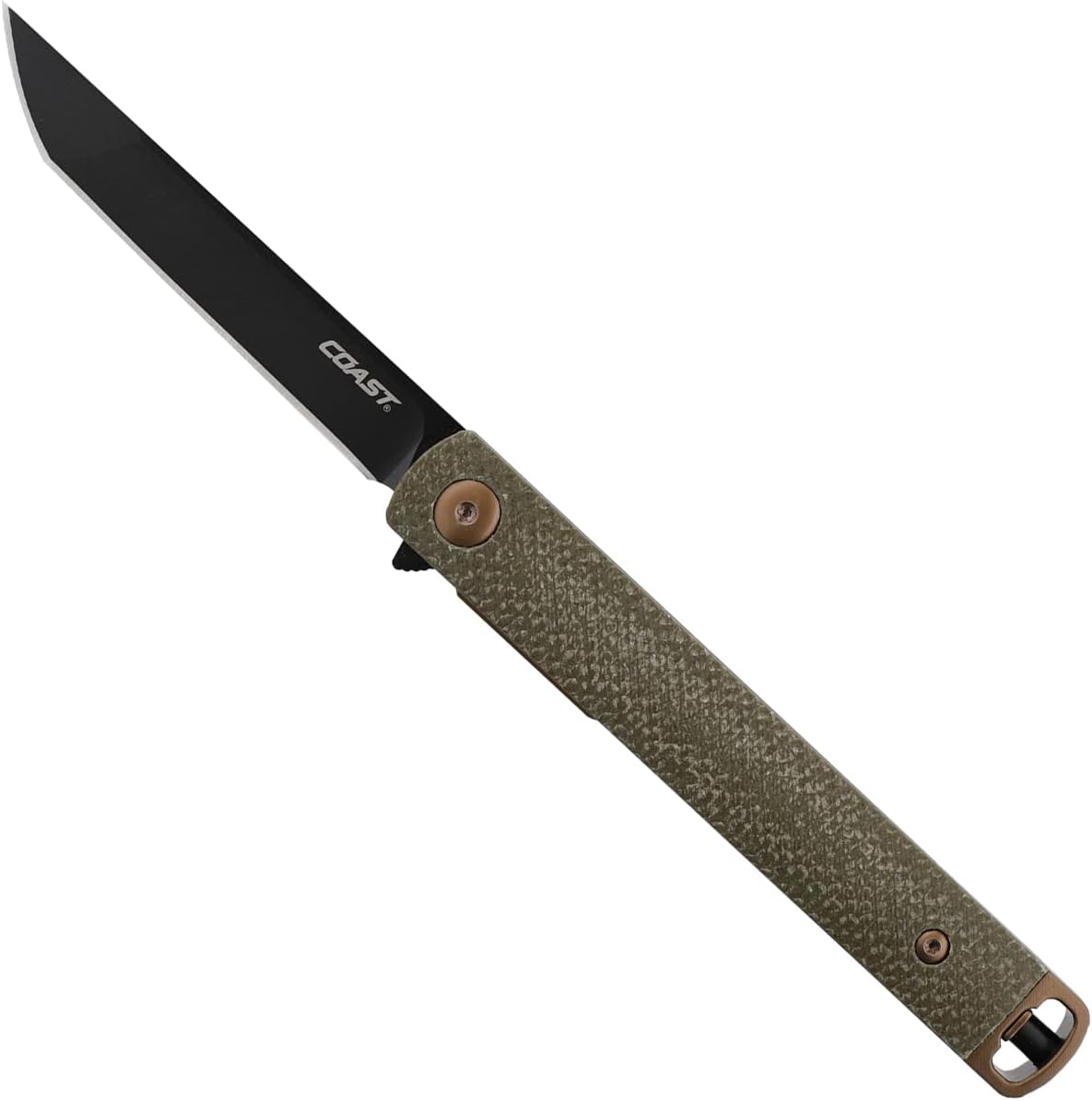 COAST Founder's Collection SELECT LX504, Gentleman's EDC Folding Pocketknife, Tanto Blade, Flipper Tab, Liner Lock, Two Position Pocket Clip, Black 9Cr18Mov Stainless-Steel, Dark Green