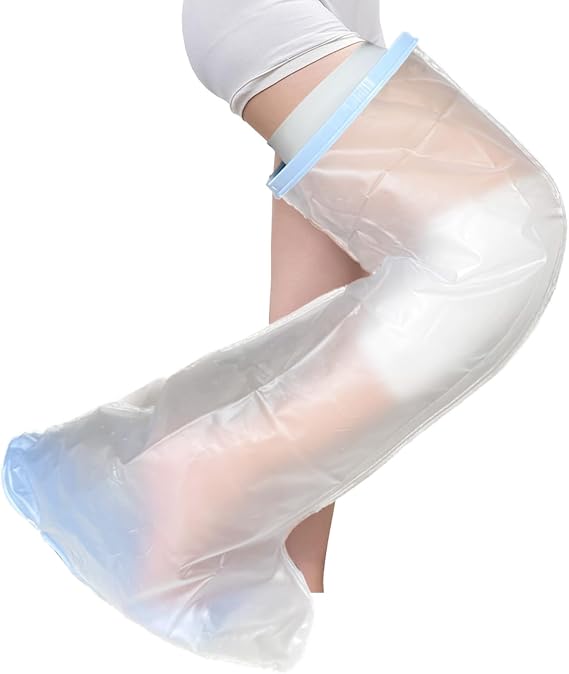 ZhiGu Adult Cast Cover for Shower Leg with Non-Slip Padding Bottom, Waterproof Full Leg Cast Protector for Shower Watertight Protection to Broken Leg, Orthopedic Boots, Knee Replacement Surgery