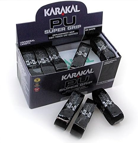 Karakal - PU Super Grip - Self-Adhesive Grip Tape for Badminton, Squash, Tennis, Hockey Stick or Ice Hockey Stick – Pack of 5 or 24 – Assorted Colours, Black , Pack of 6