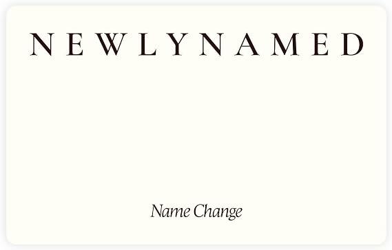 NewlyNamed Name Change Gift Redeemable for a NewlyNamed Box - Personalized Name Change After Marriage Kit - Add to Wedding Registry