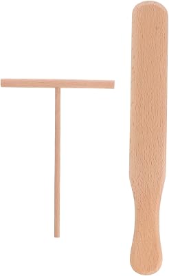 2pcs Kitchen Spatulas Pancake Wooden Rake Crepe Spreader Cooking Utensils