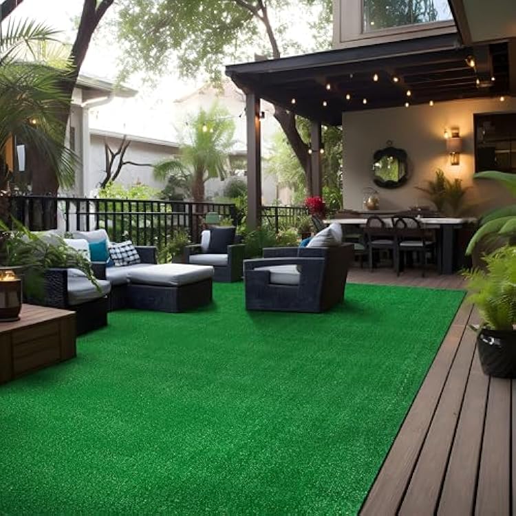 Rugshop Artificial Turf Area Rug, Synthetic Grass Carpet for Garden, Deck, or Garage Use, Indoor Outdoor, Green, 66 x 9