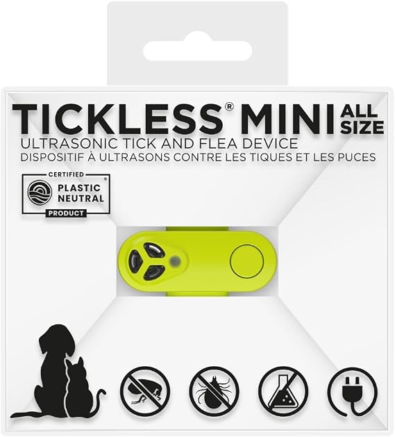 TICKLESS Mini Chemical Free, Ultrasonic, Natural Flea & Tick Bite Prevention - Neon Yellow