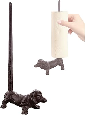 Dog Paper Towel Holder 12 Cast Iron Paper Towel Holder Funny Toilet Paper Holder for The Floor or Counter in The Kitchen or Bathroom Bronze Rustic,Dog