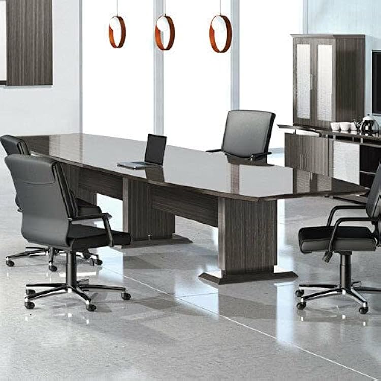 8ft - 16ft Modern Designer Conference Room Table, Office Meeting Boardroom, 10ft 12ft 14ft 14ft w 3 Power Modules, Textured Mocha