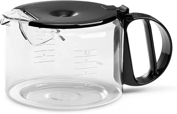 Braun Kaffeekanne BRSC010 Glaskaraffe mit klappbarem Kunststoffdeckel Zubehör für Braun Aromaster Kaffeemaschine für bis zu 10 Tassen spülmaschinenfest Schwarz