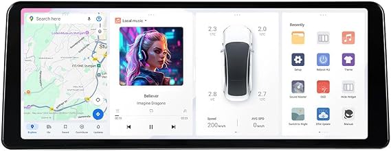 MekedeTech DUDUAUTO DUDU7 12.3 inch Radio Car Touch Screen 1920 * 720 Double Din Universal Android 13 Car Radio Wireless Carplay Multimedia Player Car Head Unit,8G RAM 128GROM
