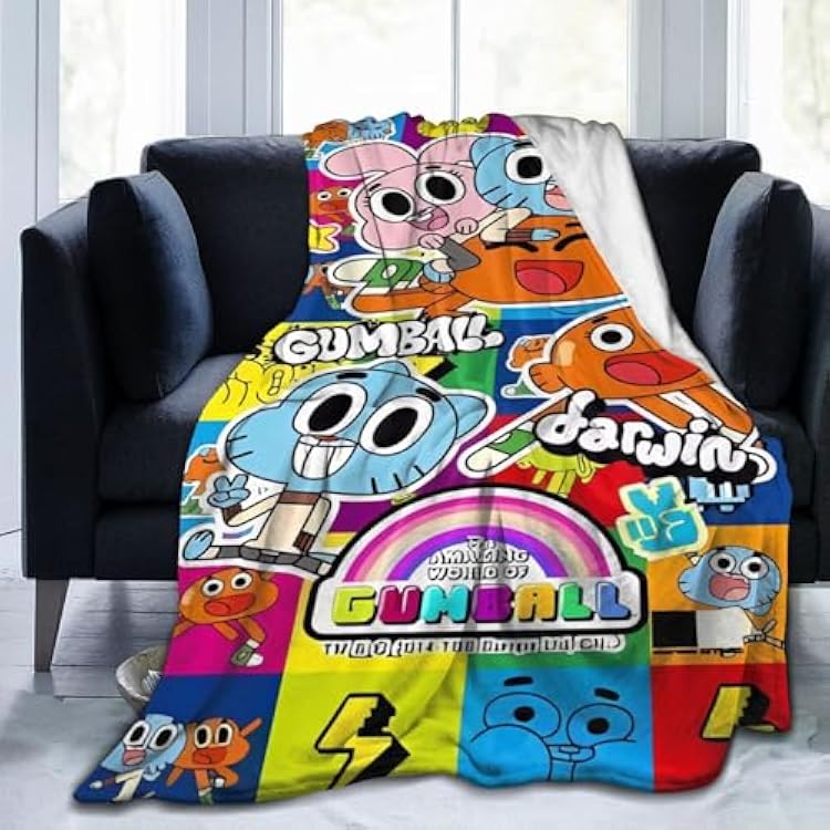 The Amazing Anime World of Gumball Blanket Throw Blankets Ultra Soft Flannel Lightweight Throws for Couch, Bed,All Seasons Use 50x40, Black