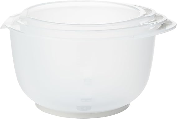 Chef Aid Contain 3 Mixing Bowls, Non-Slip Base, Soft Grip Handle, Microwave and Dishwasher Safe, Compact, Stackable, Ideal for baking and cooking, Off-white, 1.5 Litre, 2 Litre, 2.5 Litre