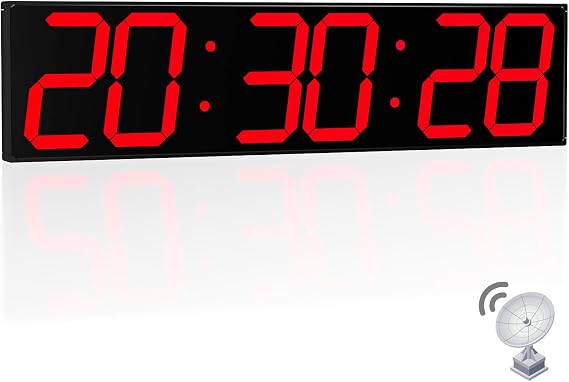 CHKOSDA 28.4''Large Digital Wall Clock,Auto Time Sync Digital Clock with Easy Operation,Gym Clock with Interval Workout Timer,Big Wall Clock with Countdown,Alarm,Clendar and Termperature (Red)