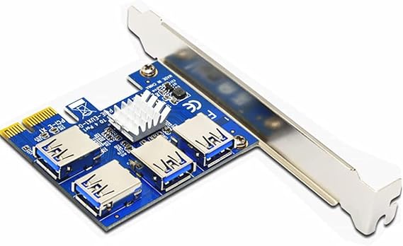 1 to 4 PCI Express 16X Slots Riser Card PCI-E 1X to External 4 PCI-E Slot Adapter PCIe Multiplier Card USB 3.0 Mining Special Riser Card for Bitcoin Miner