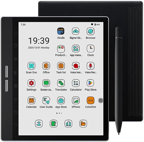 Bigme B751C-S Color E-Ink Tablet 7 inch | Android 14 Ebook Reader| 4+64GB|Rechargeable Stylus|3050mAh Battery|Note-Taking & Writing Device(Black)