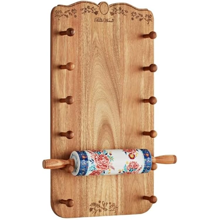 Pioneer Woman 26~Inch Ceramic French Rolling Pin Dough Roller with Holder.