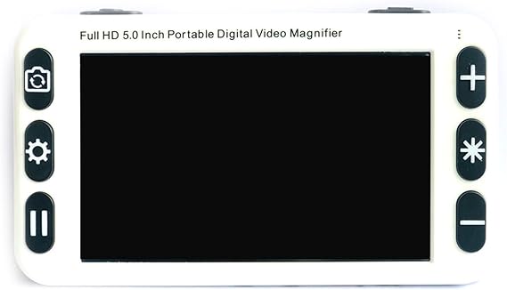 Digital Magnifier, Portable Electronic Video Magnifier with 5 Inch LCD Screen, 2x-48x Zoom, Foldable Handle, 4 Brightness Levels for Low Vision